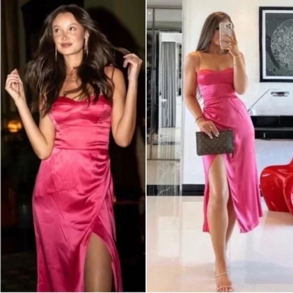 Reformation Marguerite Silk Midi Dress Pink Flambe Size 10 NWT Wedding Guest